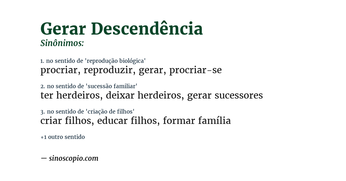 Sinônimo de gerar descendência