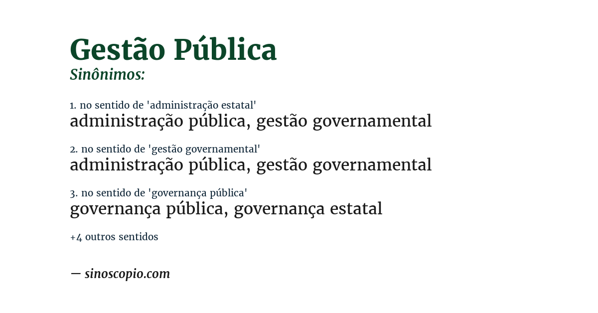 Sinônimo de gestão pública