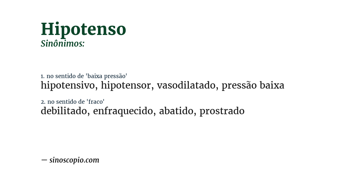 Sinônimo de hipotenso