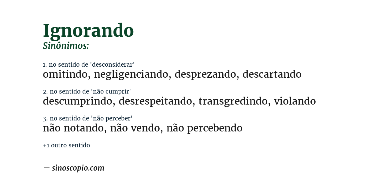 Sinônimo de ignorando