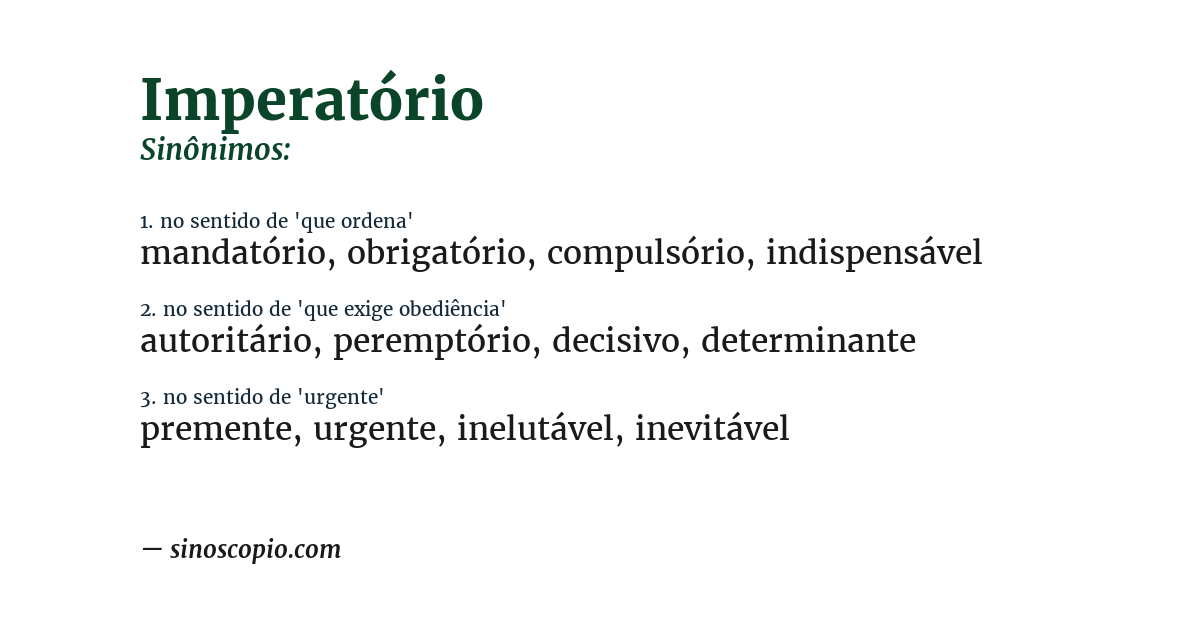 Sinônimo de imperatório