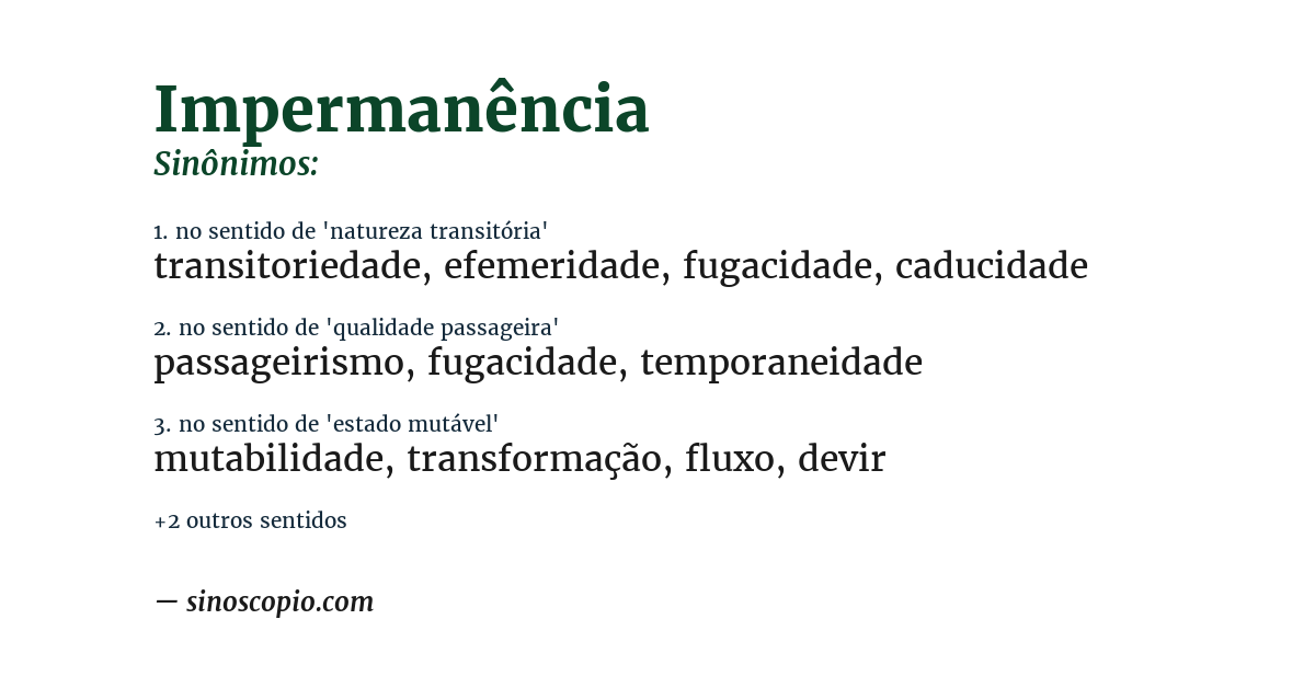 Sinônimo de impermanência