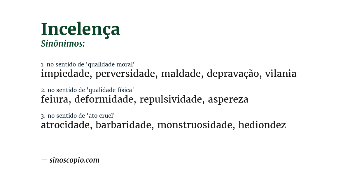 Sinônimo de incelença