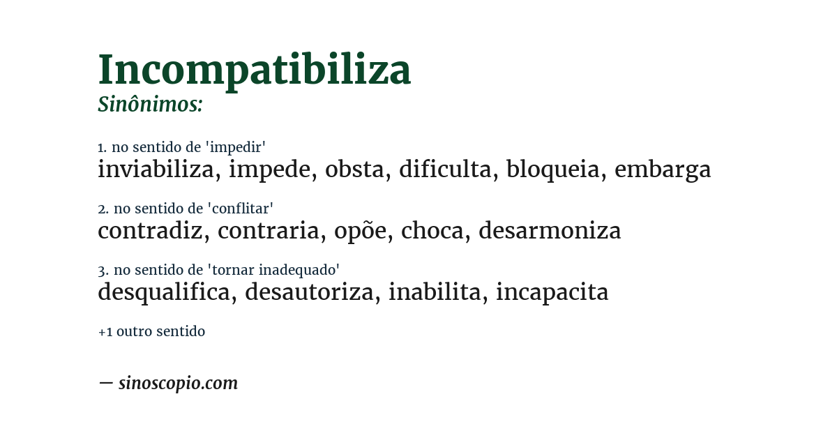 Sinônimo de incompatibiliza
