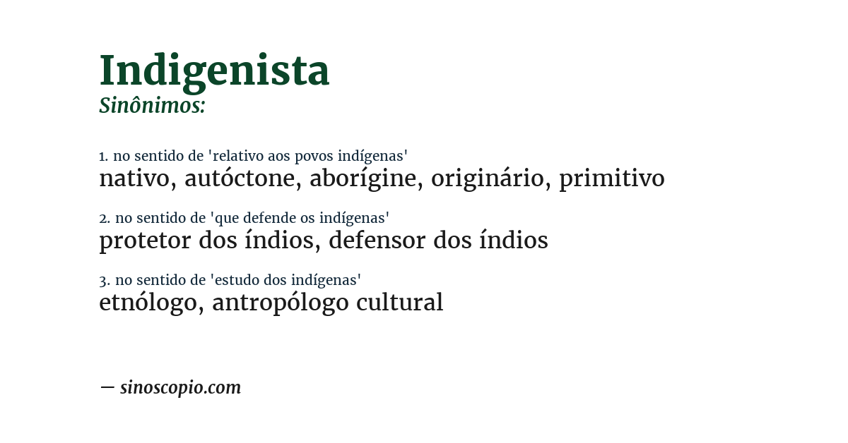 Sinônimo de indigenista