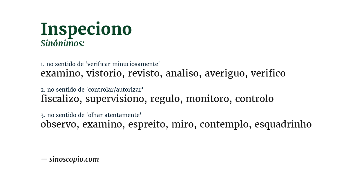 Sinônimo de inspeciono