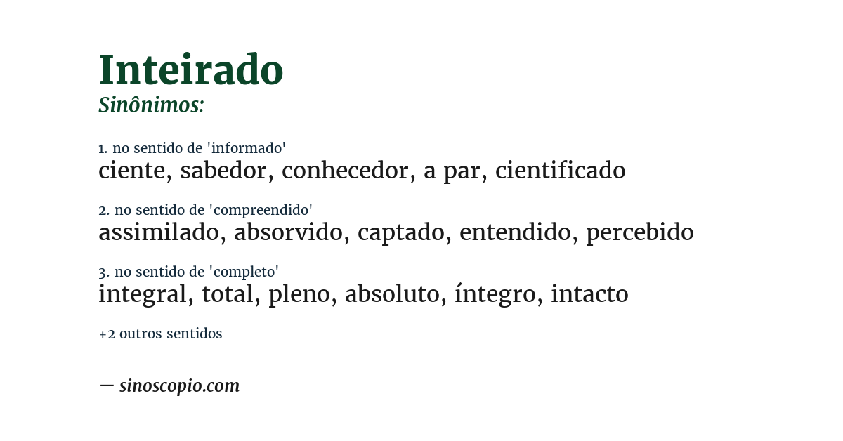 Sinônimo de inteirado