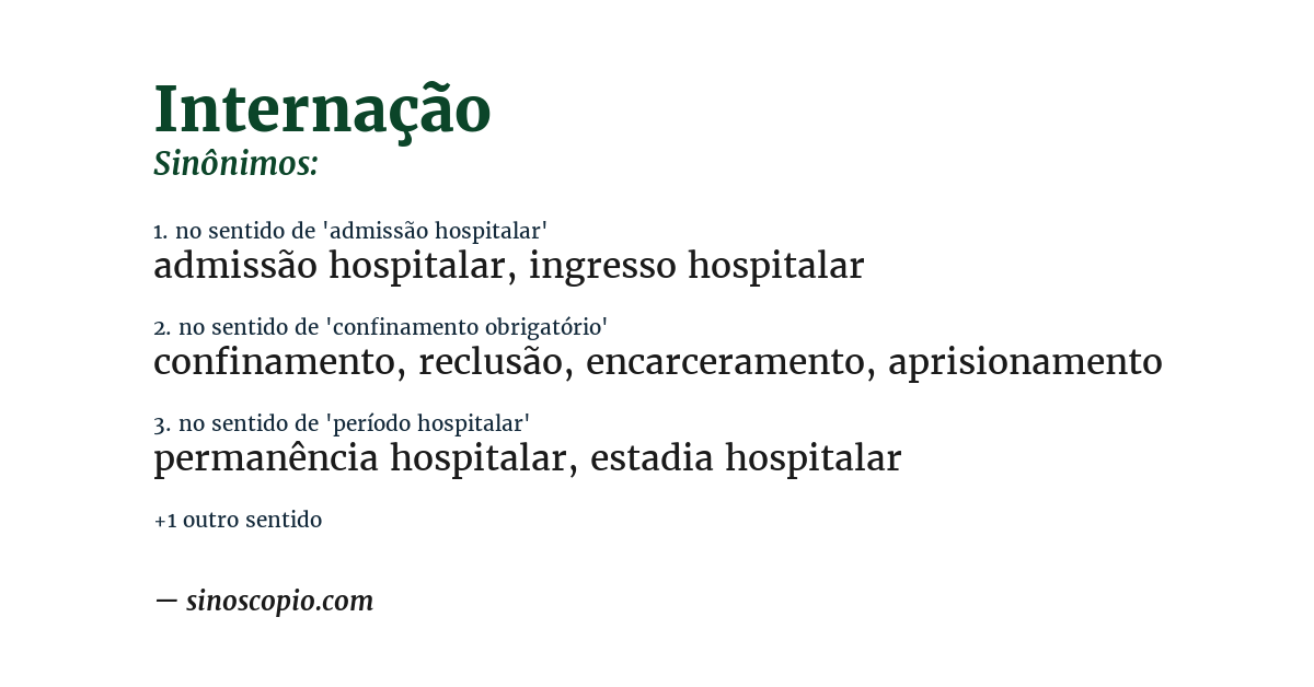 Sinônimo de internação
