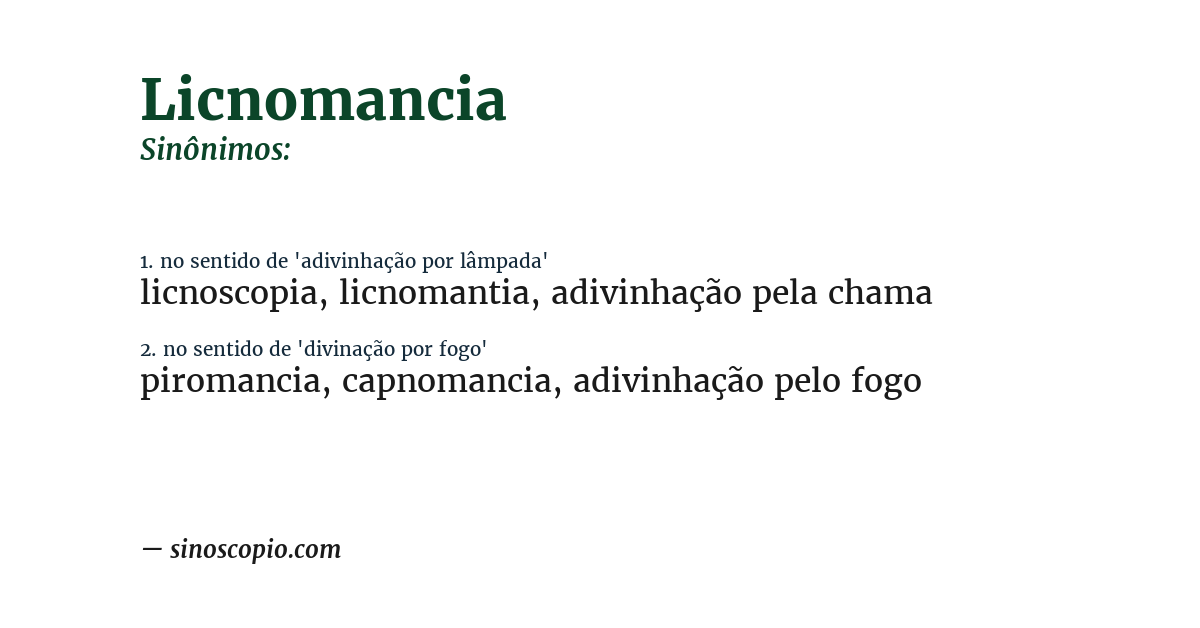 Sinônimo de licnomancia