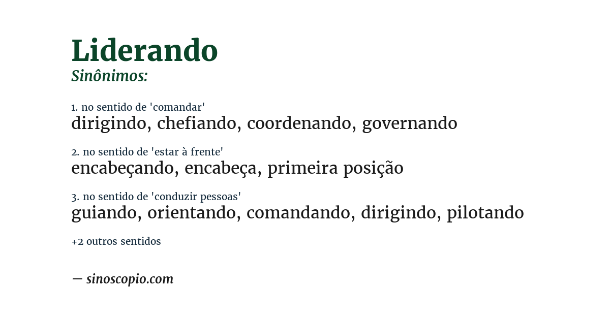 Sinônimo de liderando