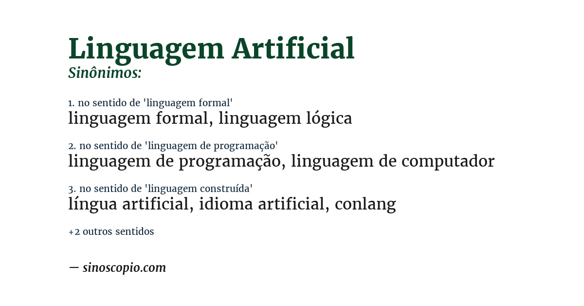 Sinônimo de linguagem artificial
