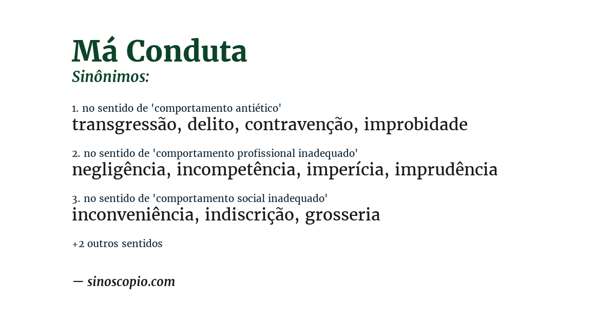 Sinônimo de má conduta
