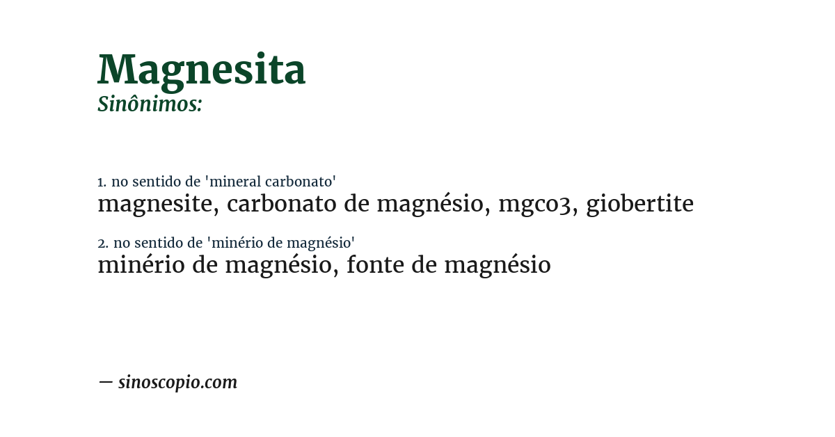 Sinônimo de magnesita