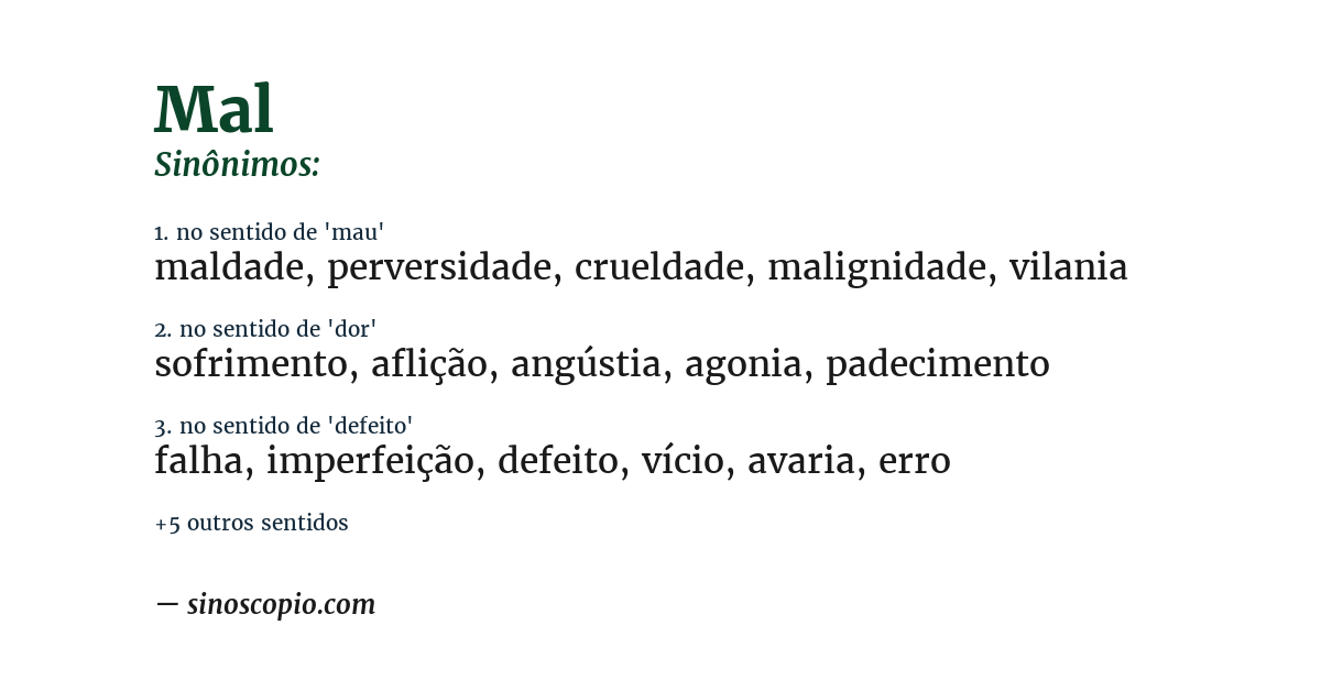Sinônimo de mal