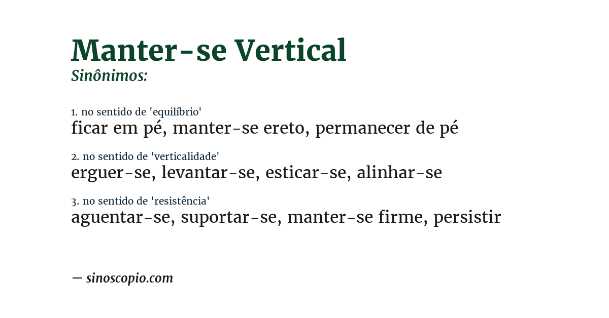 Sinônimo de manter-se vertical