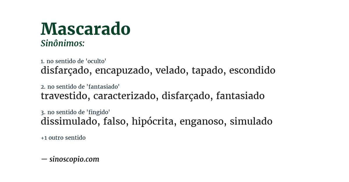 Sinônimo de mascarado