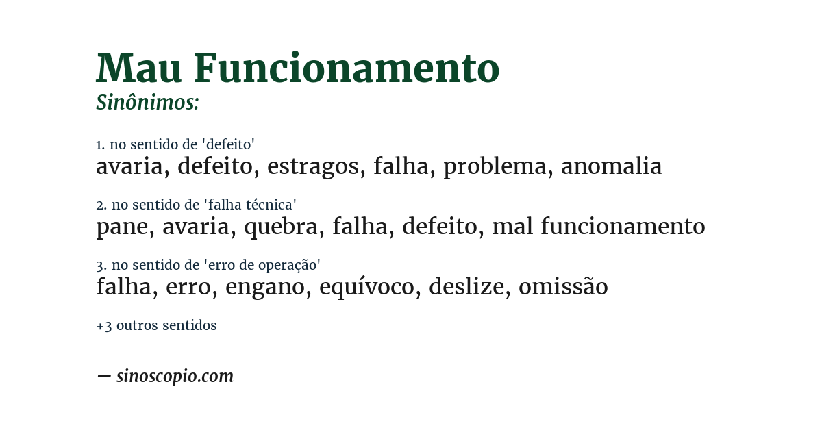 Sinônimo de mau funcionamento