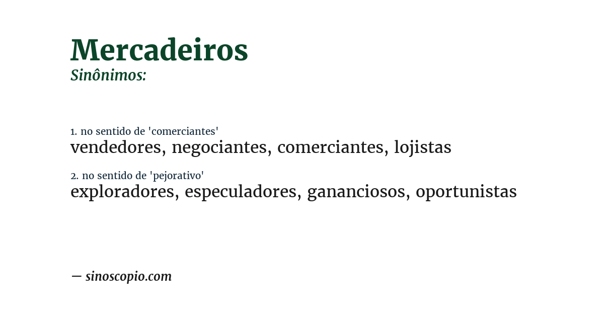 Sinônimo de mercadeiros