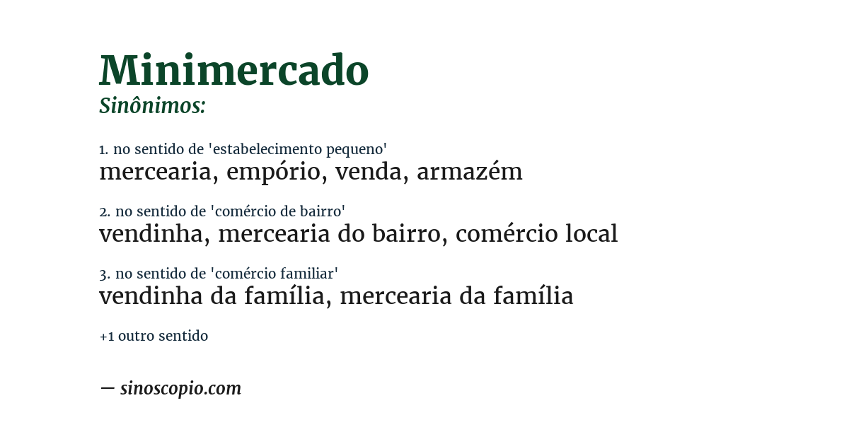 Sinônimo de minimercado
