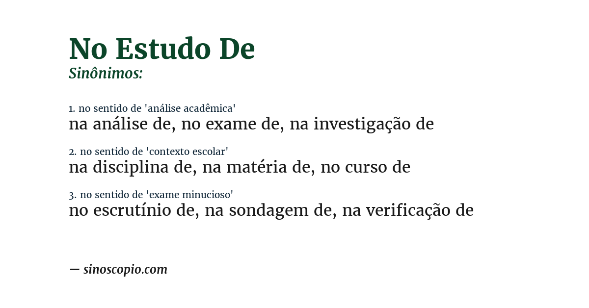 Sinônimo de no estudo de