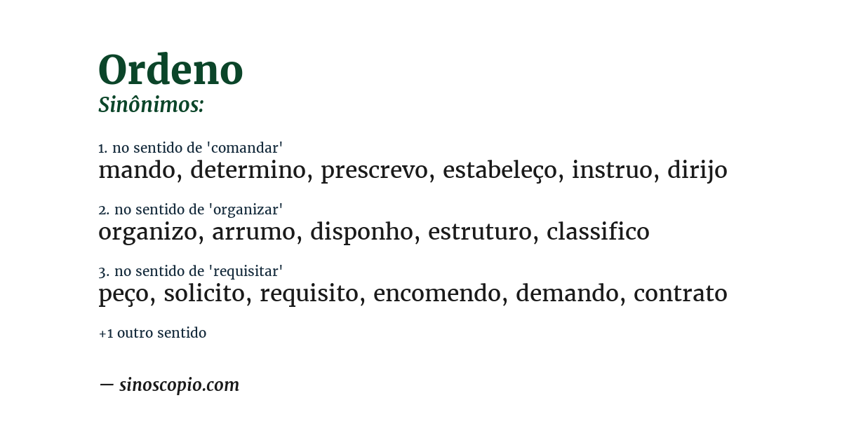 Sinônimo de ordeno