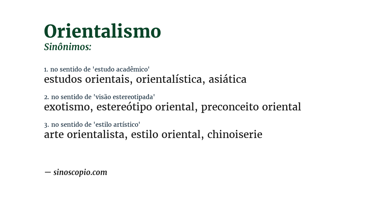 Sinônimo de orientalismo