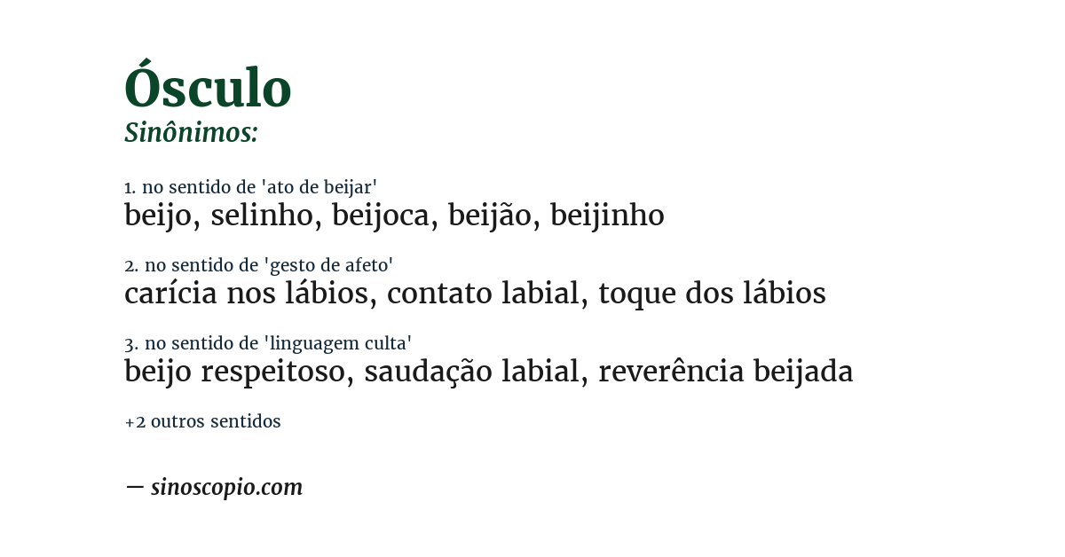 Sinônimo de ósculo