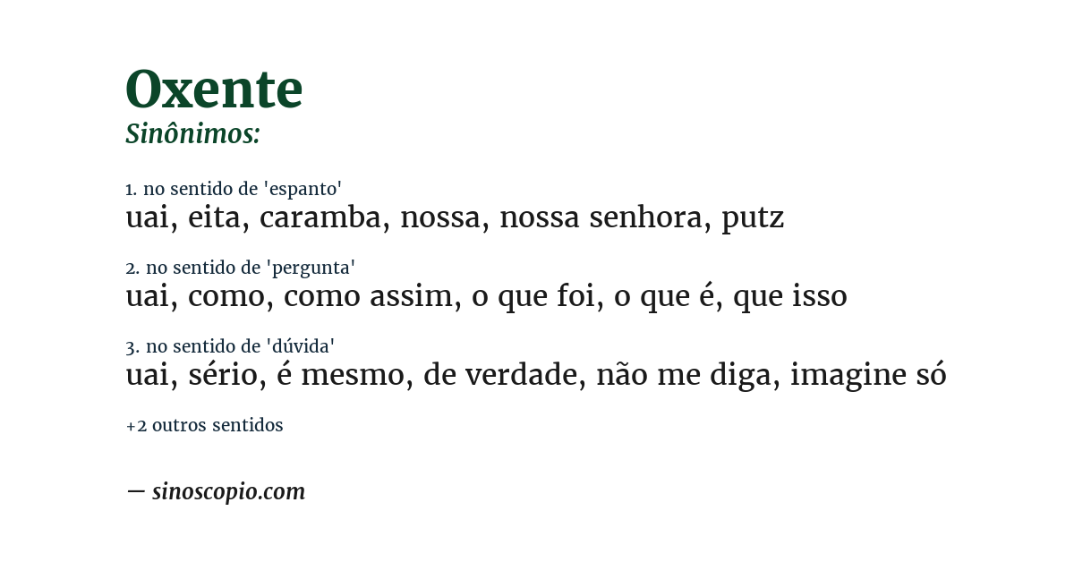 Sinônimo de oxente