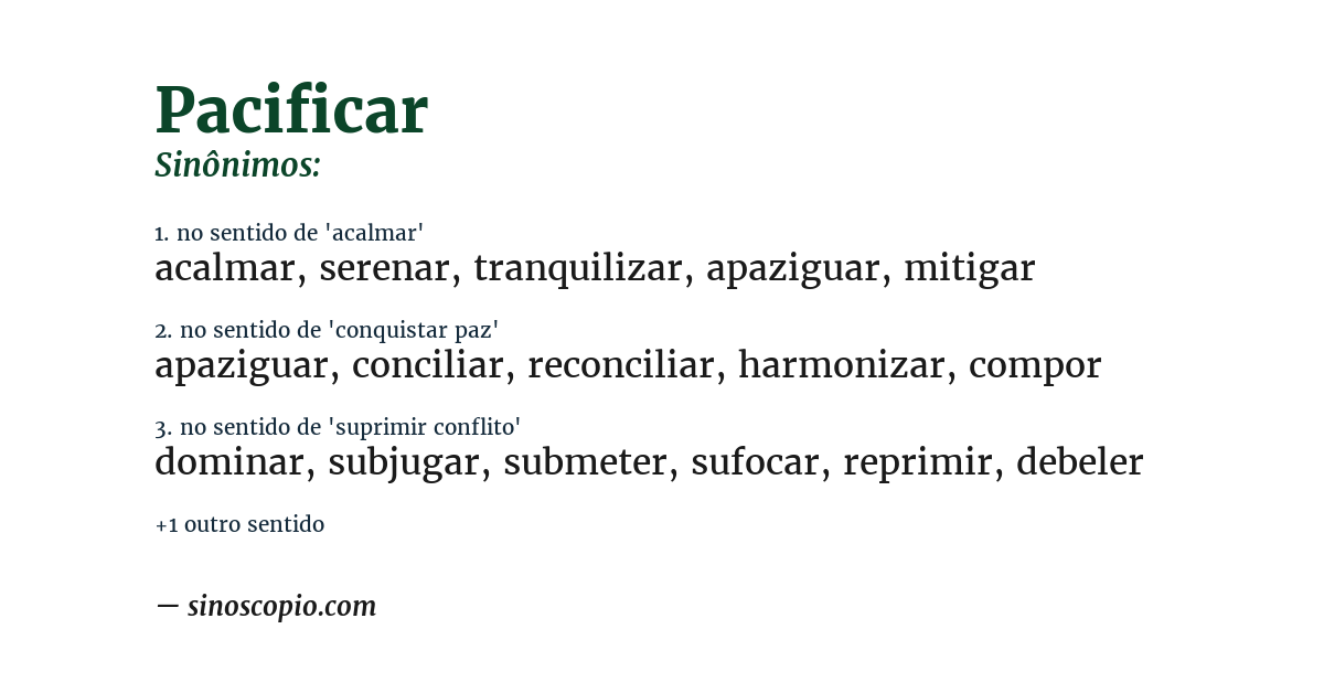 Sinônimo de pacificar