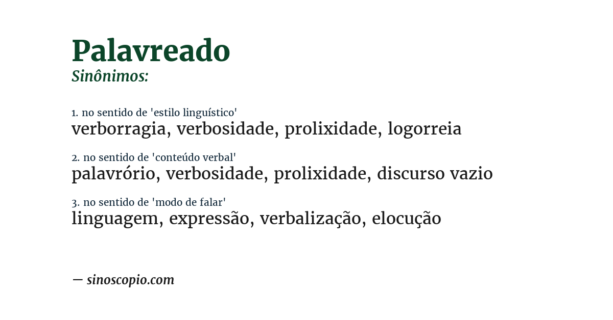 Sinônimo de palavreado