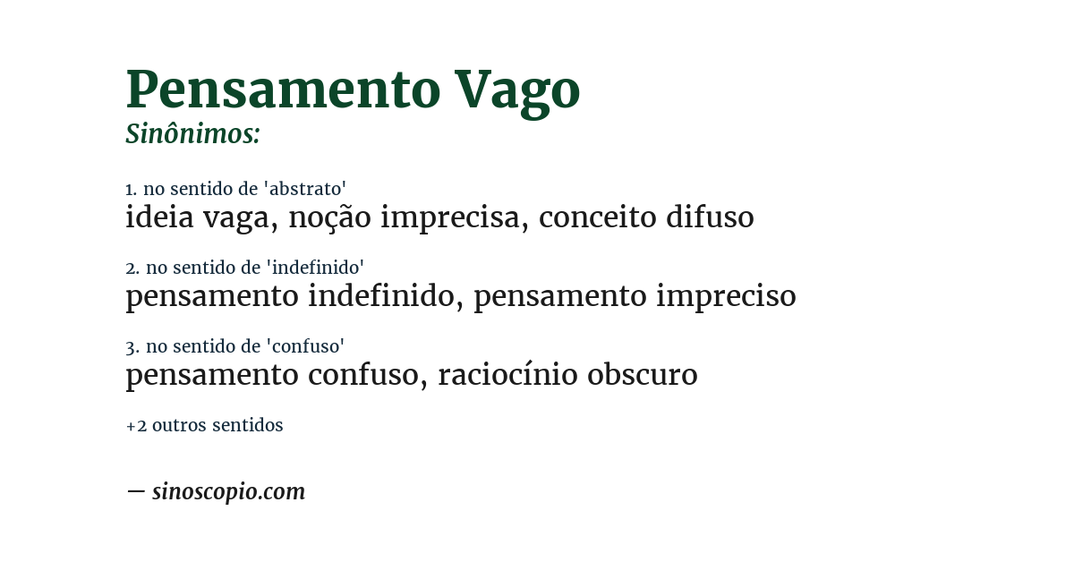 Sinônimo de pensamento vago