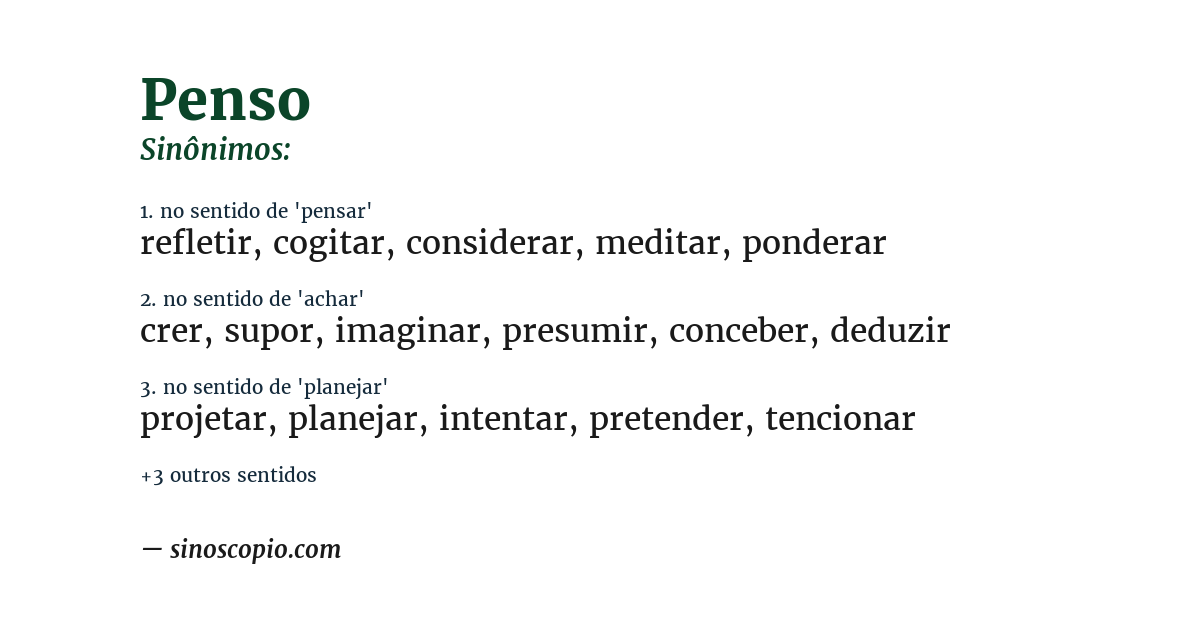 Sinônimo de penso