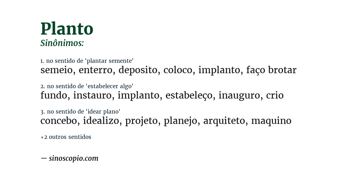 Sinônimo de planto
