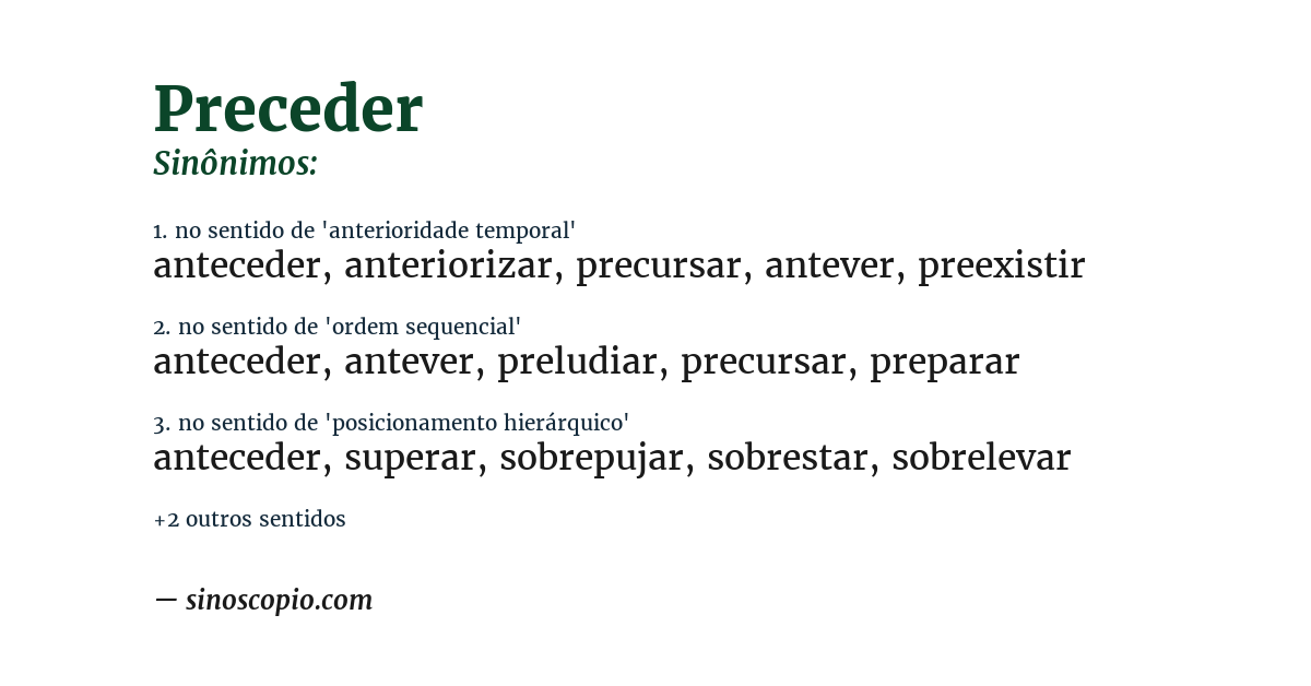 Sinônimo de preceder
