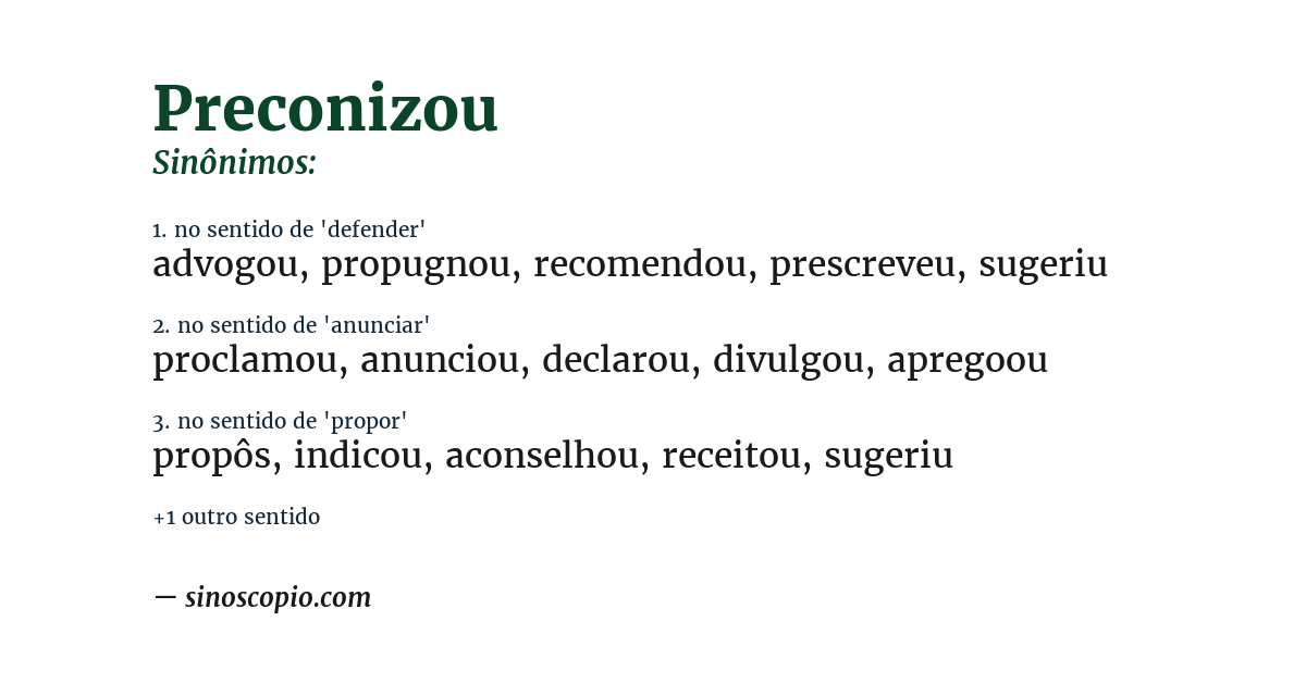 Sinônimo de preconizou