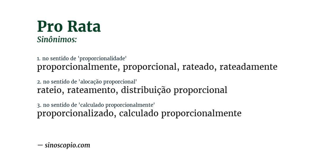 Sinônimo de pro rata