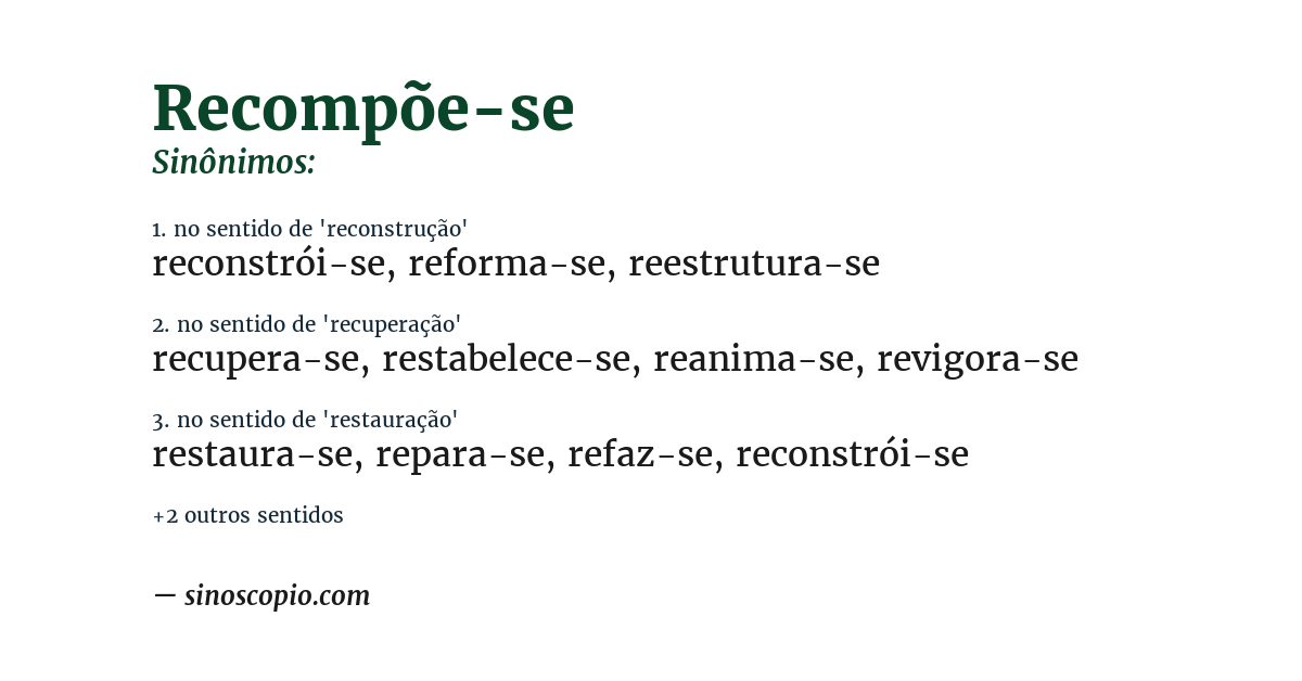 Sinônimo de recompõe-se