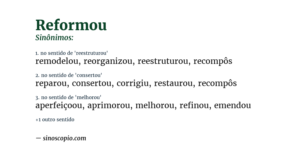 Sinônimo de reformou
