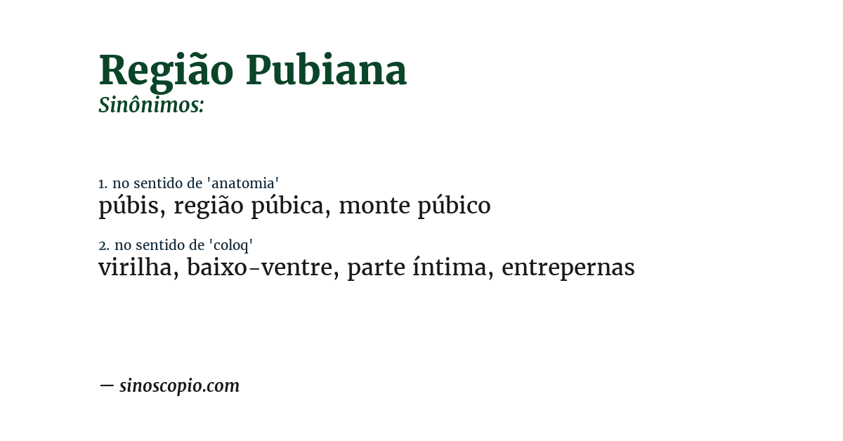 Sinônimo de região pubiana