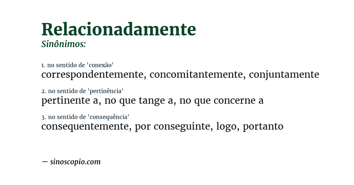 Sinônimo de relacionadamente