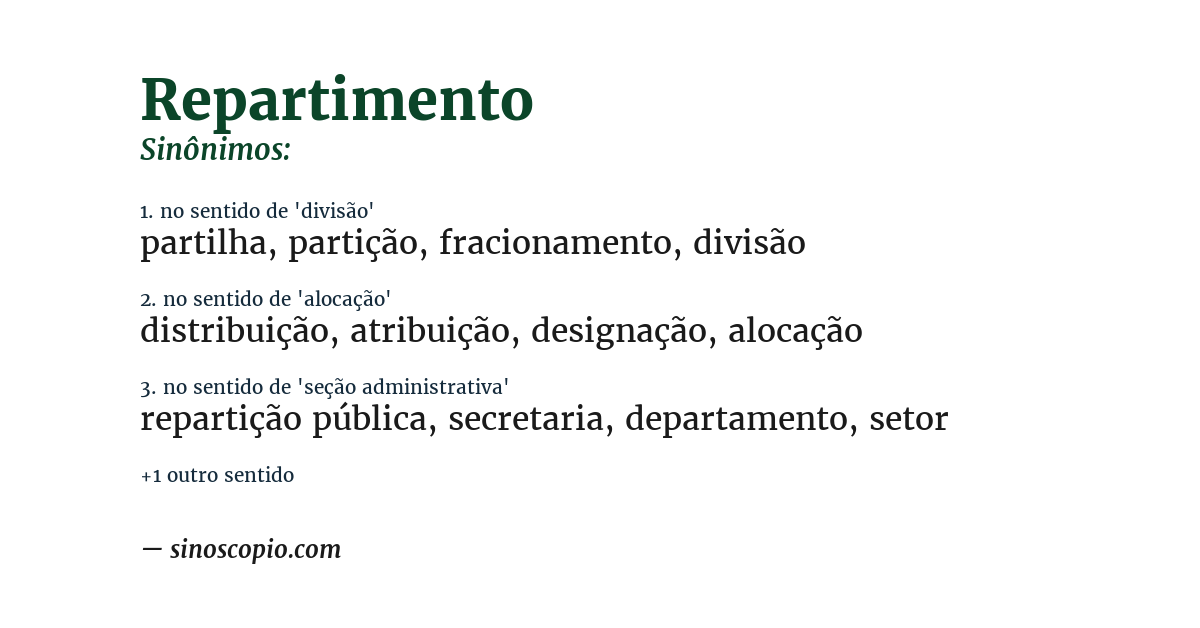 Sinônimo de repartimento