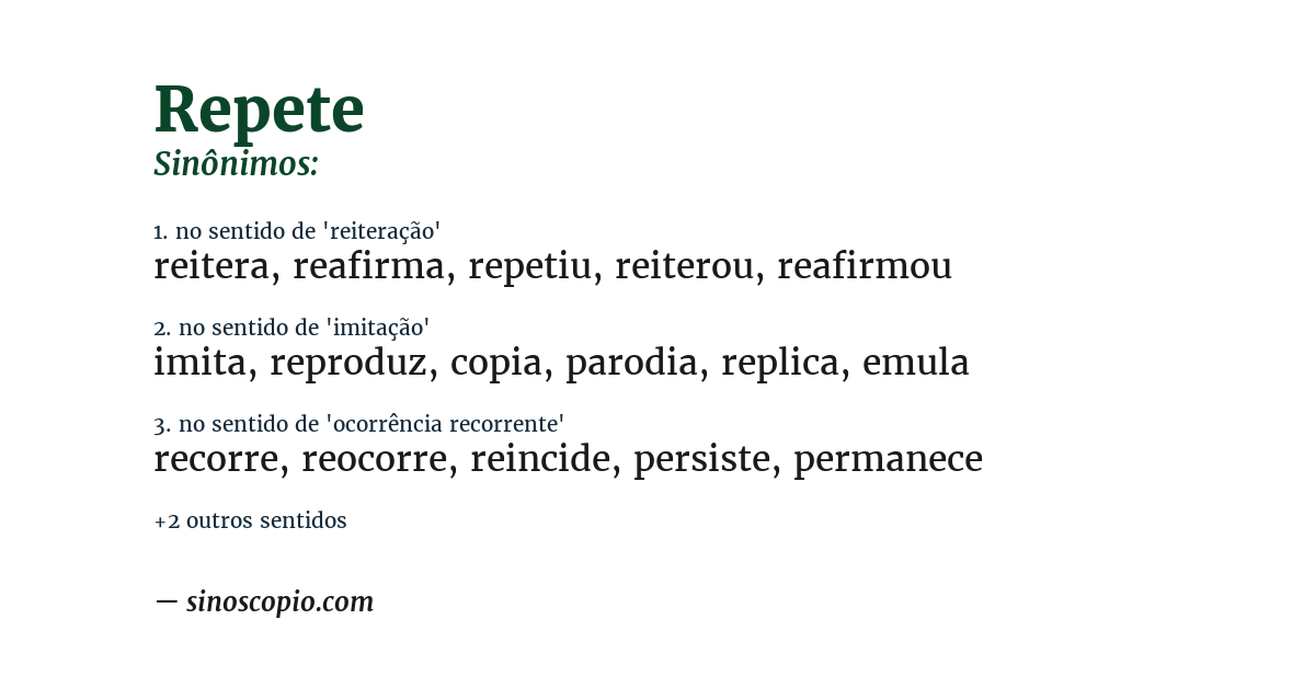 Sinônimo de repete