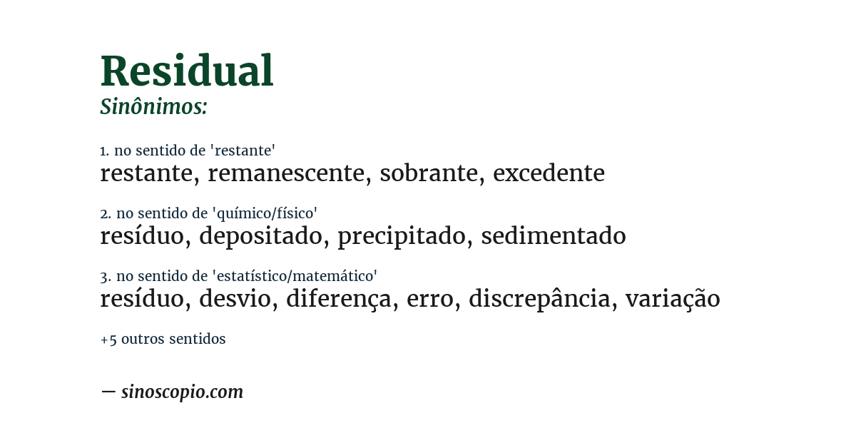 Sinônimo de residual
