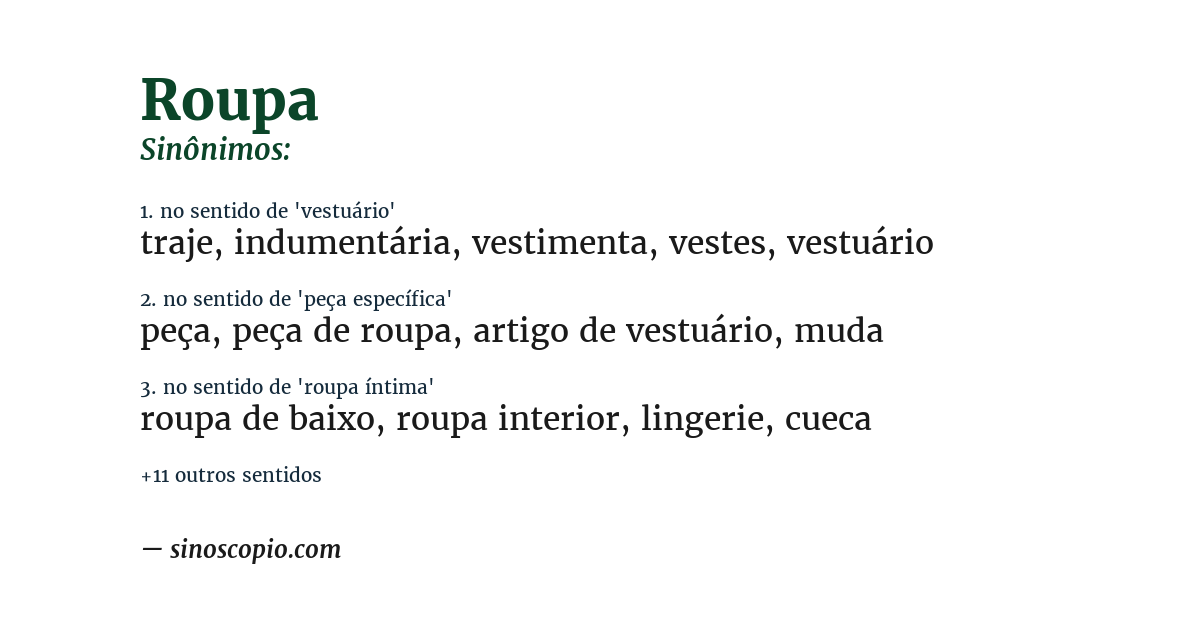 Sinônimo de roupa