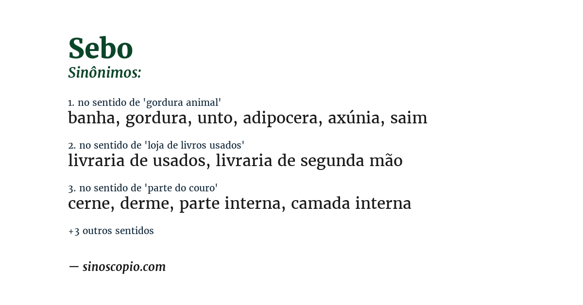 Sinônimo de sebo