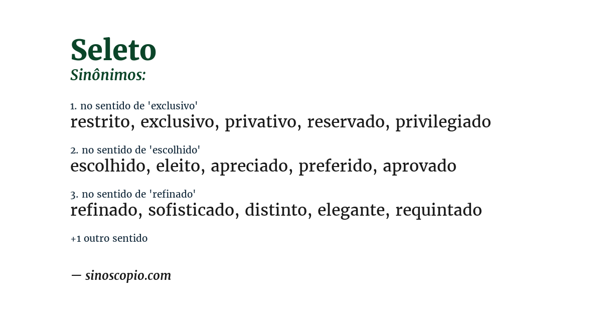 Sinônimo de seleto