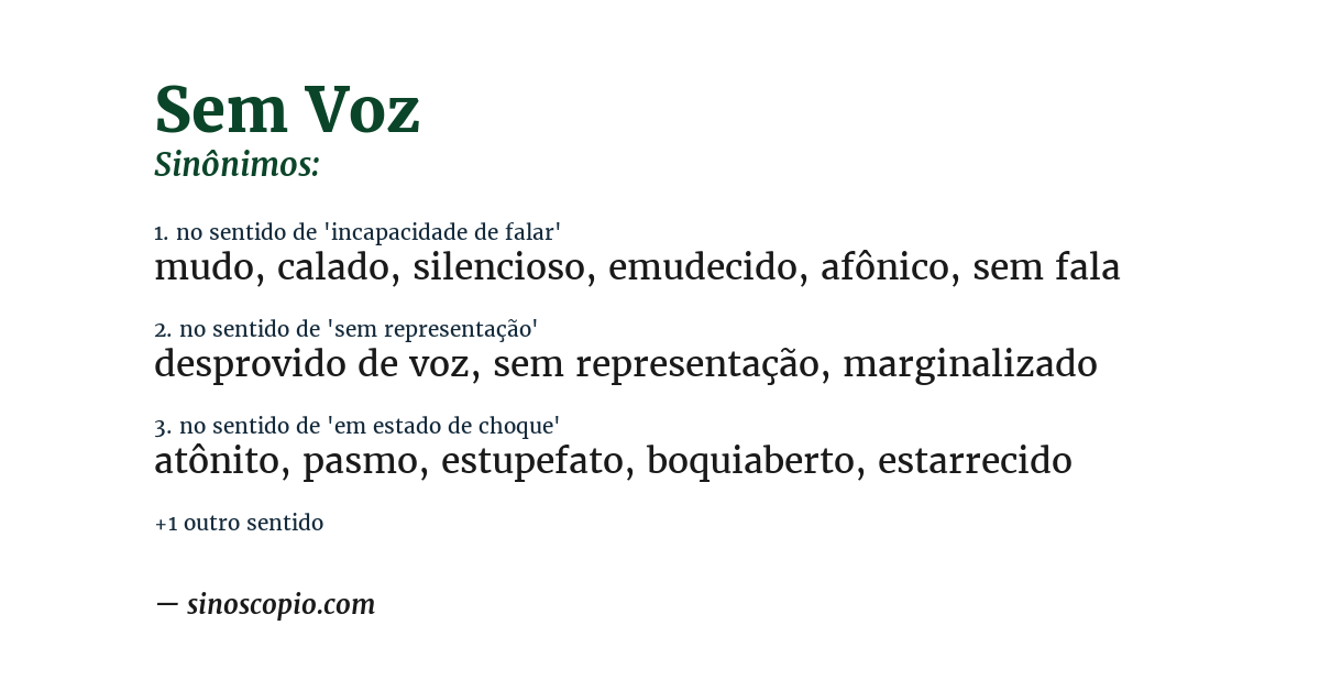 Sinônimo de sem voz