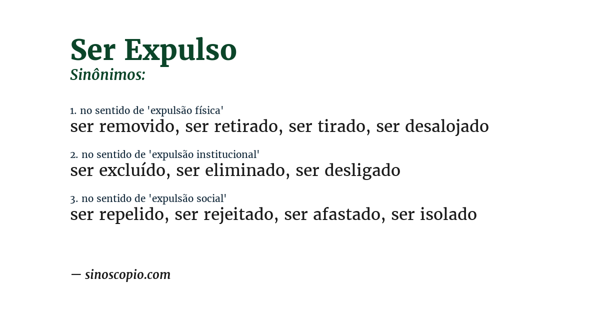 Sinônimo de ser expulso