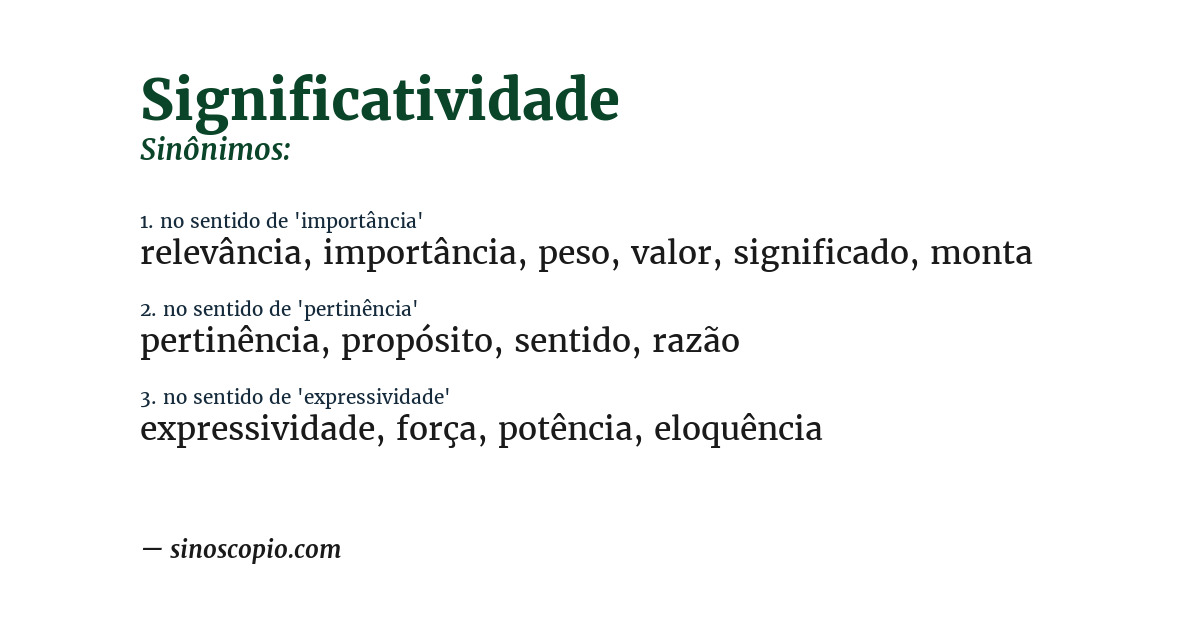 Sinônimo de significatividade