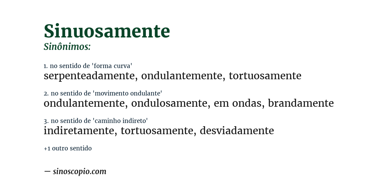 Sinônimo de sinuosamente